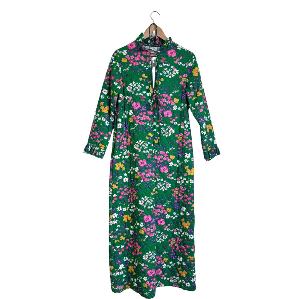 Rosemary Long New Perspective Womens Vintage Floral Quilted Kaftan MuuMuu Size S